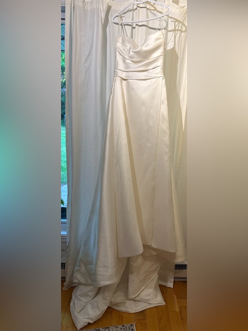 Elegant Ivory Satin A-Line wedding dress